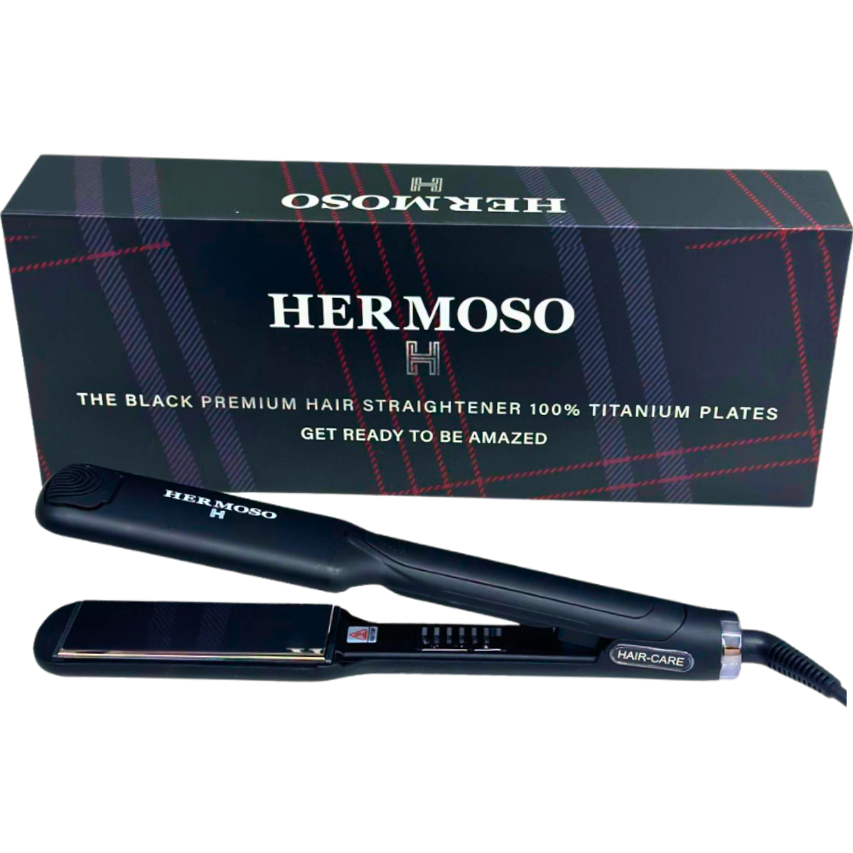 מחליק שיער מקצועי HERMOSO עם צלחות טיטניום רחבות לעיצוב מושלם הרמסו