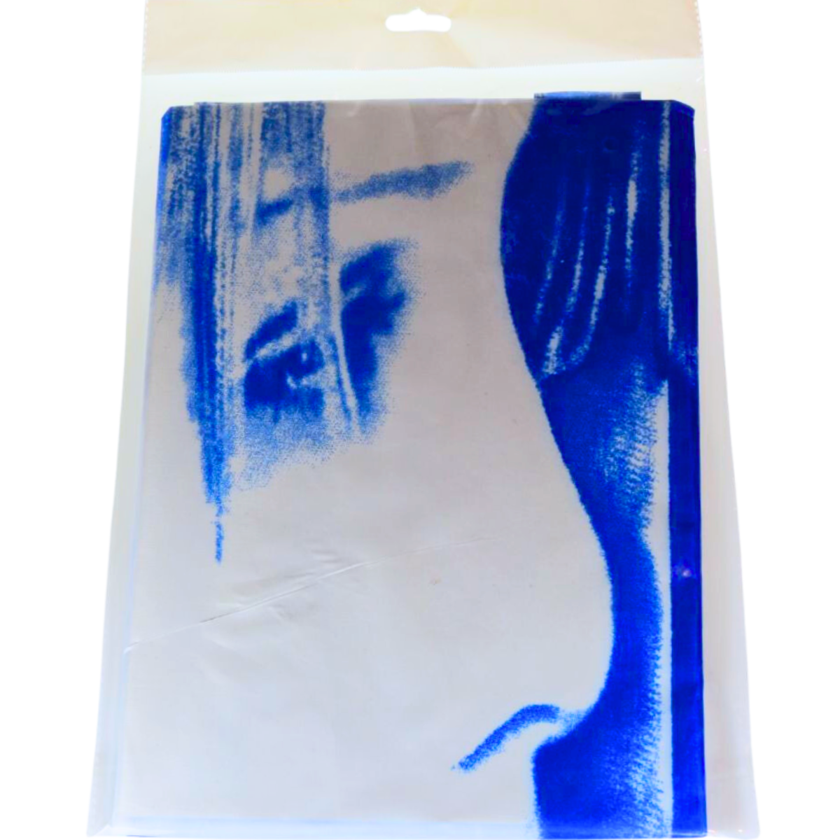 חלוק תספורת מקצועי למסתפר ציור אישה כחול לבן